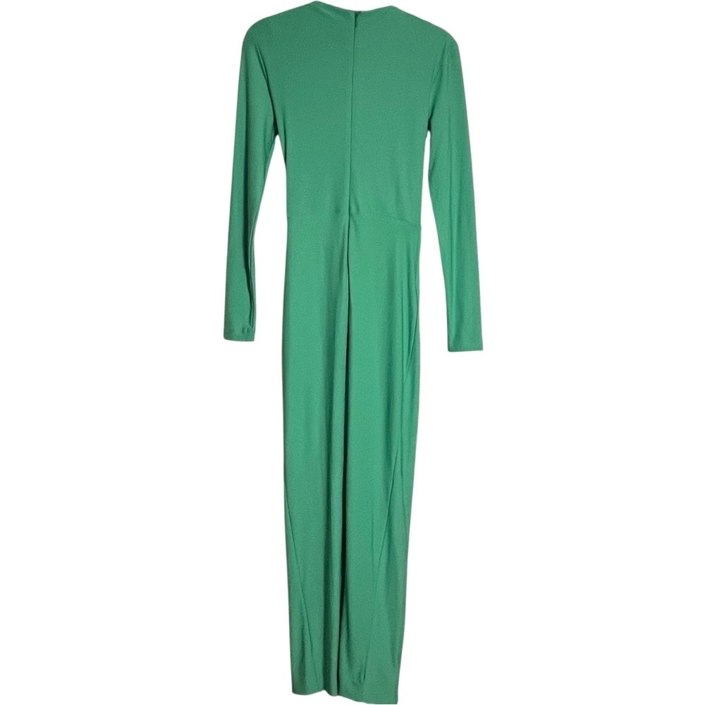 Solace London Lorena Dress Green Plunge Neck Midi Long Sleeve Draped Bodycon XS - Picture 7 of 14